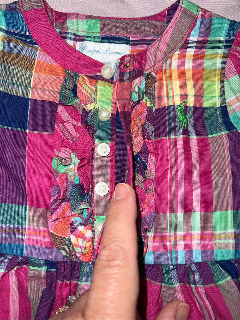 Ralph Lauren Polo Vibrant Multicolor Plaid Baby Dress and Bloomers NWOT - Picture 6 of 7